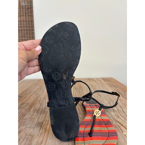 Tory Burch Emmy Thong Slingback Sandal Womens 8 Multicolor Patent Leather Buckle - Picture 4 of 6